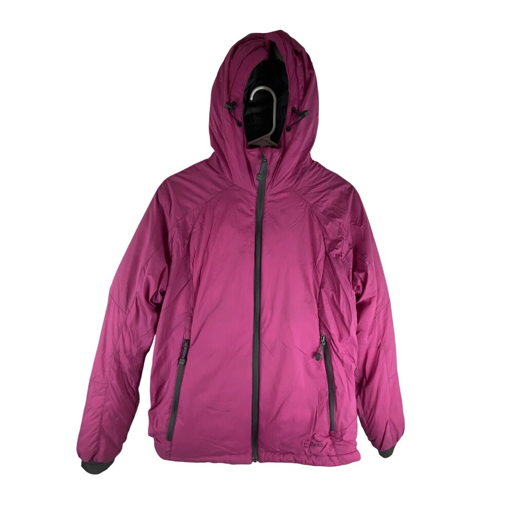L.L.Bean Jacket Womens Medium Pink PrimaLoft Hooded Insulated Puffer Coat Winter